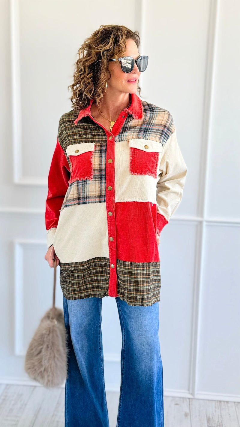Rustic Remix Patchwork Jacket-160 Jackets-ROUSSEAU-Coastal Bloom Boutique, find the trendiest versions of the popular styles and looks Located in Indialantic, FL