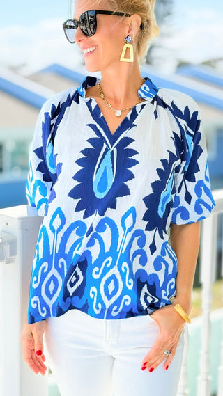 Santorini Breeze Puff Sleeve Top