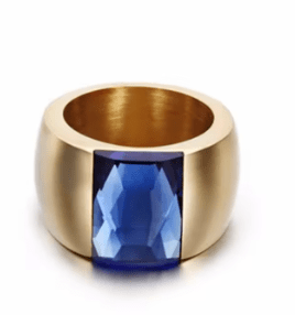 Sapphire Faceted Band Ring - Gold