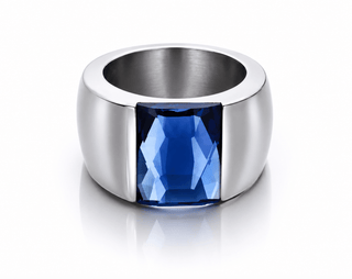 Sapphire Faceted Band Ring - Silver