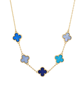 Clover Station Necklace - Sapphire Multi/Gold