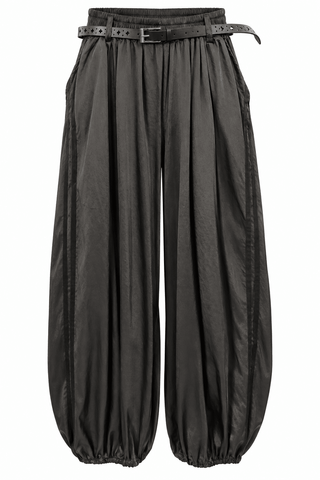 Satin Balloon Italian Track Pants - Chocolate