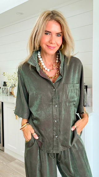 Satin Pocket Blouse Top