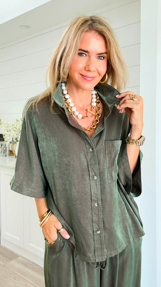 Satin Pocket Blouse Top