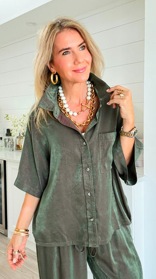 Satin Pocket Blouse Top