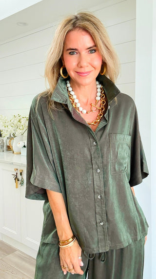 Satin Pocket Blouse Top