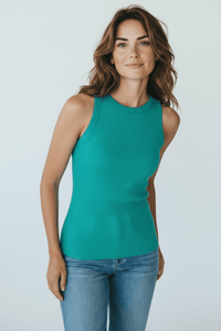 Sayre Tank Top - Lt Teal-100 Sleeveless Tops-Zenana-Coastal Bloom Boutique, find the trendiest versions of the popular styles and looks Located in Indialantic, FL