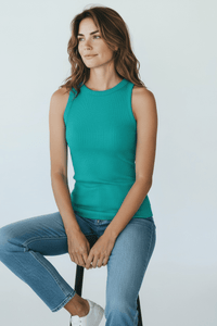 Sayre Tank Top - Lt Teal-100 Sleeveless Tops-Zenana-Coastal Bloom Boutique, find the trendiest versions of the popular styles and looks Located in Indialantic, FL