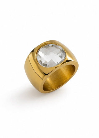 Sculpted CZ Solitaire Band Ring