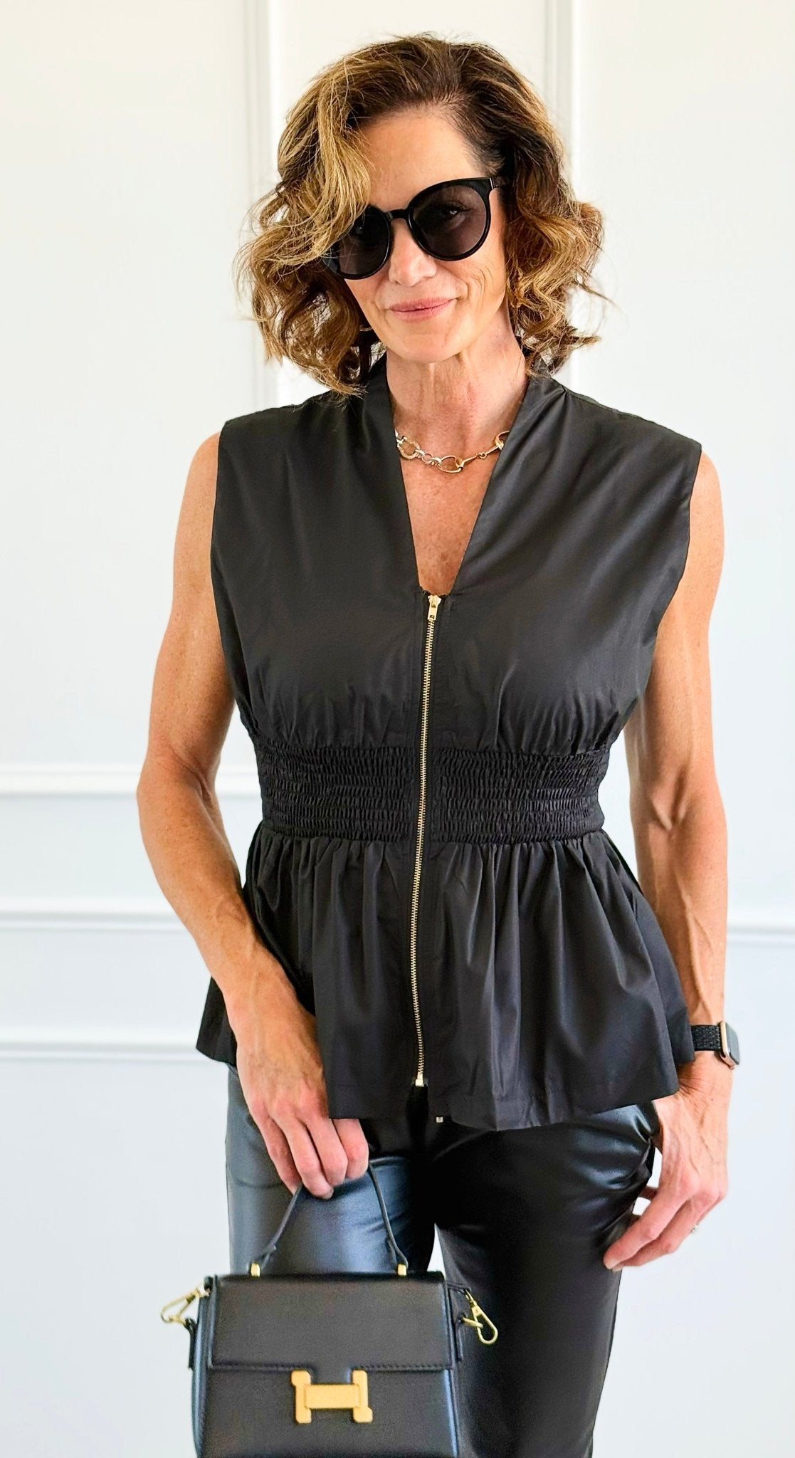 Sculpted Elegance Peplum Top - Black-100 Sleeveless Tops-entro-Coastal Bloom Boutique, find the trendiest versions of the popular styles and looks Located in Indialantic, FL