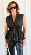 Sculpted Elegance Peplum Top - Black-100 Sleeveless Tops-entro-Coastal Bloom Boutique, find the trendiest versions of the popular styles and looks Located in Indialantic, FL