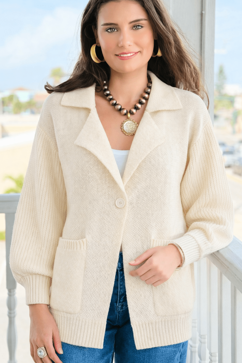 Seabreeze Lapel Knit Cardigan