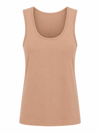 Seamless Scoop Neck Tank - Cream Coffee