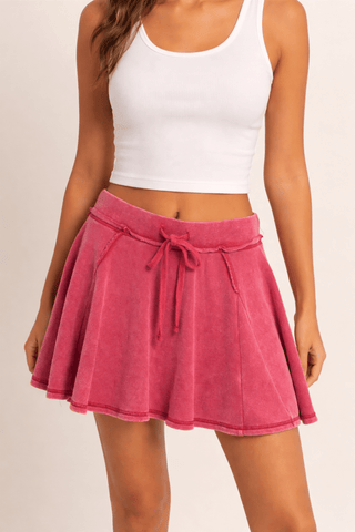 Seaside Drift Flow Skort - Dark Red