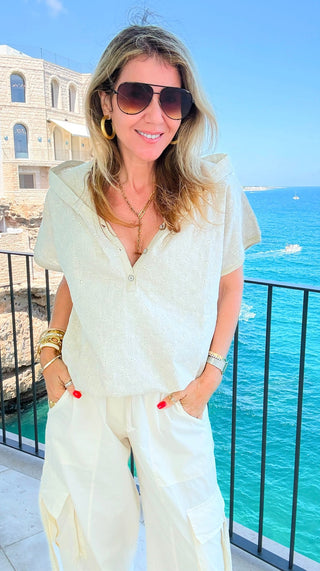 Seaside Stroll Hooded Italian Top
