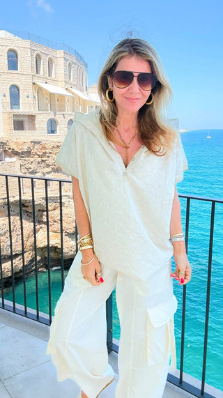 Seaside Stroll Hooded Italian Top