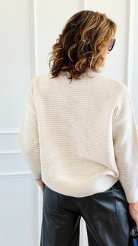 Sequin Blossom Italian Knit Sweater- Ivory-140 Sweaters-AZUL MONACO-Coastal Bloom Boutique, find the trendiest versions of the popular styles and looks Located in Indialantic, FL