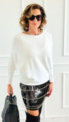 Serene Boatneck Italian Pullover- Off White-140 Sweaters-Aute-Coastal Bloom Boutique, find the trendiest versions of the popular styles and looks Located in Indialantic, FL