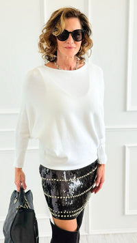 Serene Boatneck Italian Pullover- Off White-140 Sweaters-Aute-Coastal Bloom Boutique, find the trendiest versions of the popular styles and looks Located in Indialantic, FL