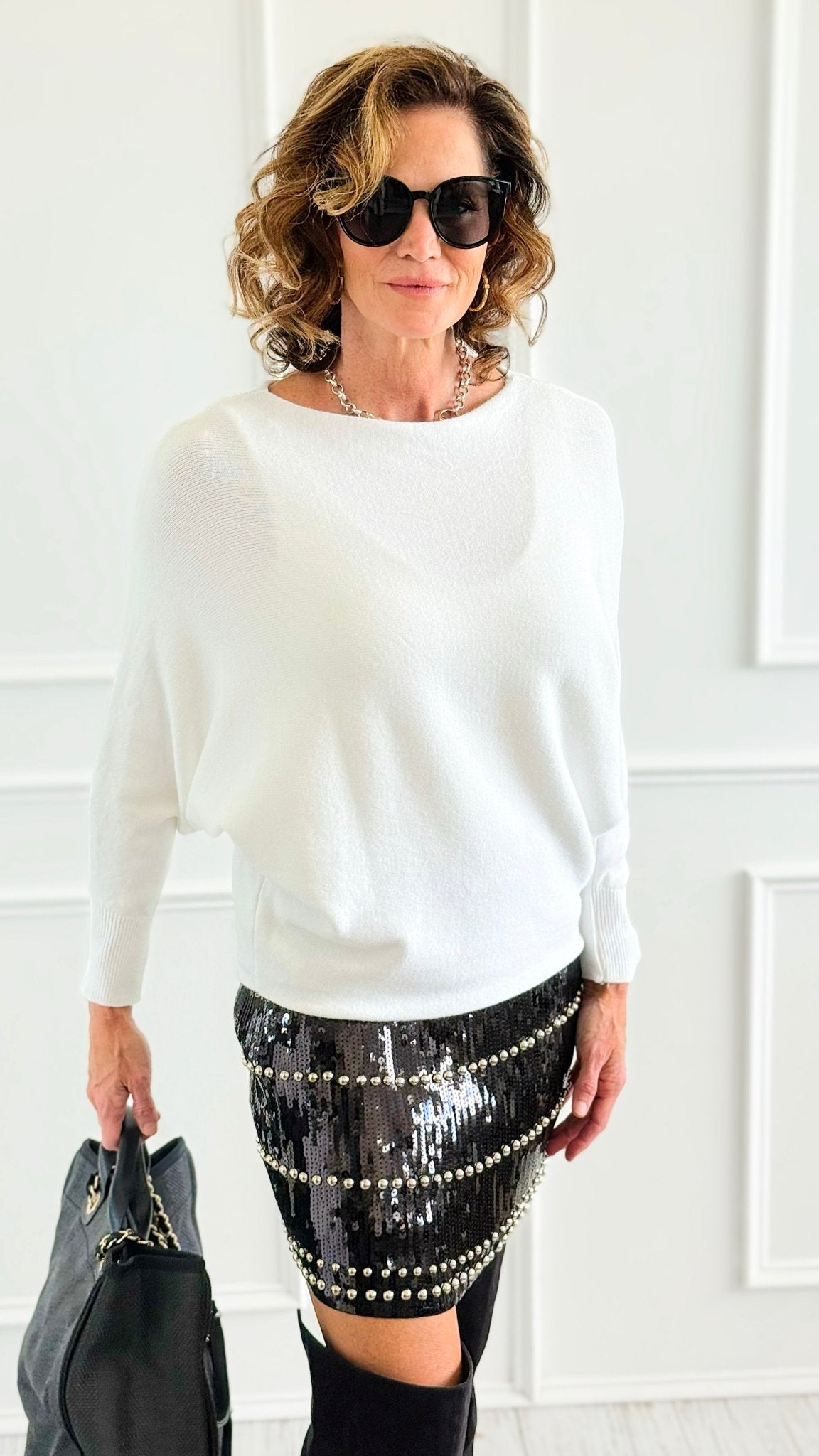 Serene Boatneck Italian Pullover- Off White-140 Sweaters-Aute-Coastal Bloom Boutique, find the trendiest versions of the popular styles and looks Located in Indialantic, FL
