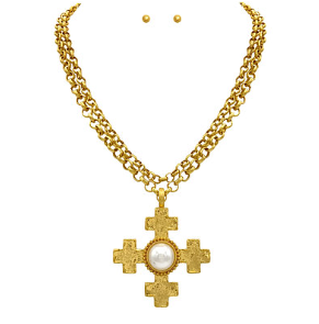 Cross Pendant Layered Necklace