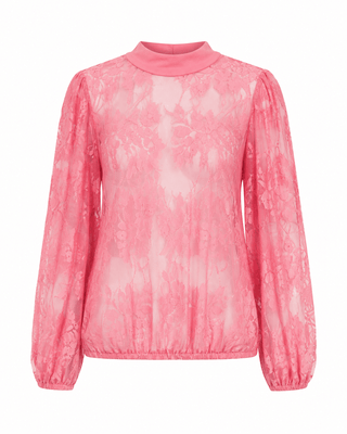 Sheer Floral Burnout Mock Neck Blouse
