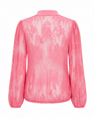 Sheer Floral Burnout Mock Neck Blouse