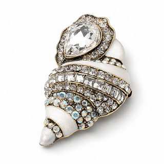 Shell Statement Pin Brooch - White