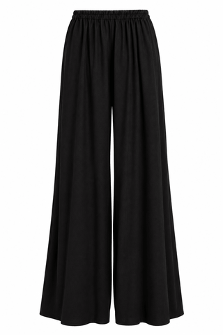 Shine Flowy Wide Leg Pants - Black