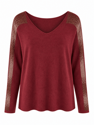 Shine Sleeve Italian Knit Sweater- Burgundy