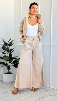 Shoreline Escape Italian Wide Leg Pant - Beige