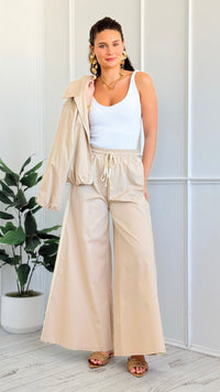 Shoreline Escape Italian Wide Leg Pant - Beige