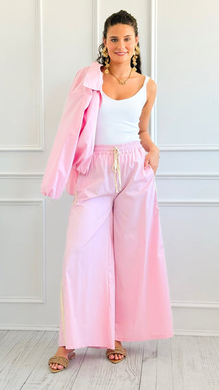 Shoreline Escape Italian Wide Leg Pant- Pink