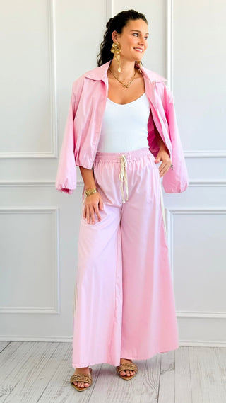 Shoreline Escape Italian Wide Leg Pant- Pink