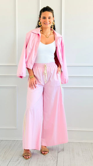 Shoreline Escape Italian Wide Leg Pant- Pink