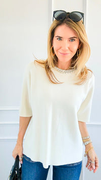 Short Sleeve Diamond Sweater-140 Sweaters-Z STUDIO-Coastal Bloom Boutique, find the trendiest versions of the popular styles and looks Located in Indialantic, FL