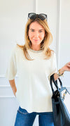 Short Sleeve Diamond Sweater-140 Sweaters-Z STUDIO-Coastal Bloom Boutique, find the trendiest versions of the popular styles and looks Located in Indialantic, FL