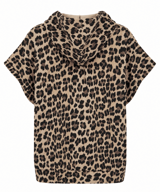 Short Sleeve Leopard French Terry Hoodie