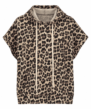 Short Sleeve Leopard French Terry Hoodie