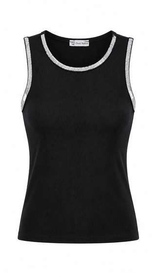 Silver Edge Italian Tank Top- Black