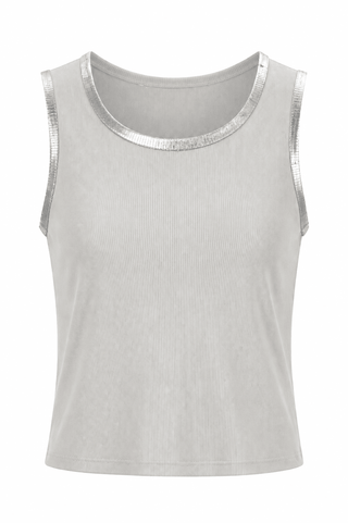 Silver Edge Italian Tank Top- Greige