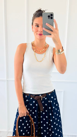 Silver Edge Italian Tank Top- White