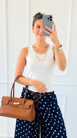 Silver Edge Italian Tank Top- White