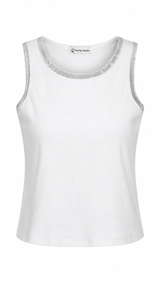 Silver Edge Italian Tank Top- White