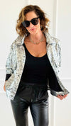 Silver Streak Italian Jacket-160 Jackets-MILAN SLV-Coastal Bloom Boutique, find the trendiest versions of the popular styles and looks Located in Indialantic, FL