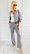 Sleek Statement Wide-Leg Pants - Dusty Grey-170 Bottoms-IRIS-Coastal Bloom Boutique, find the trendiest versions of the popular styles and looks Located in Indialantic, FL