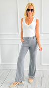 Sleek Statement Wide-Leg Pants - Dusty Grey-170 Bottoms-IRIS-Coastal Bloom Boutique, find the trendiest versions of the popular styles and looks Located in Indialantic, FL