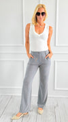 Sleek Statement Wide-Leg Pants - Dusty Grey-170 Bottoms-IRIS-Coastal Bloom Boutique, find the trendiest versions of the popular styles and looks Located in Indialantic, FL