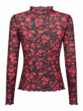 Slim Fit Floral Print Mesh Top