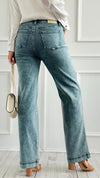Slim Wide Straight Jeans-190 Denim-SAIGE LLC-Coastal Bloom Boutique, find the trendiest versions of the popular styles and looks Located in Indialantic, FL